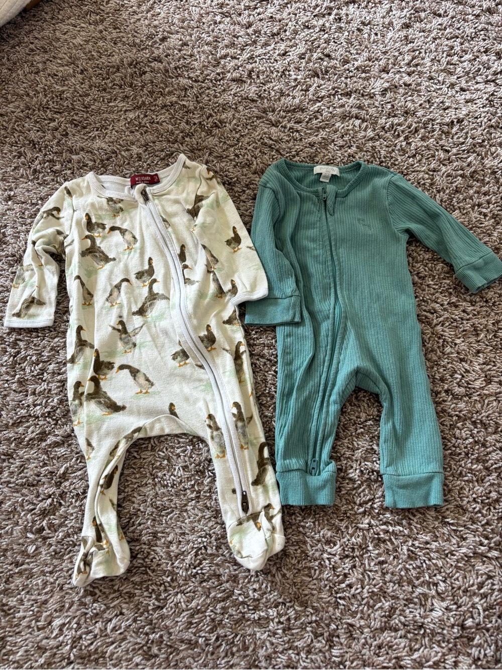 Milk barn and purebaby organic cotton sleepers